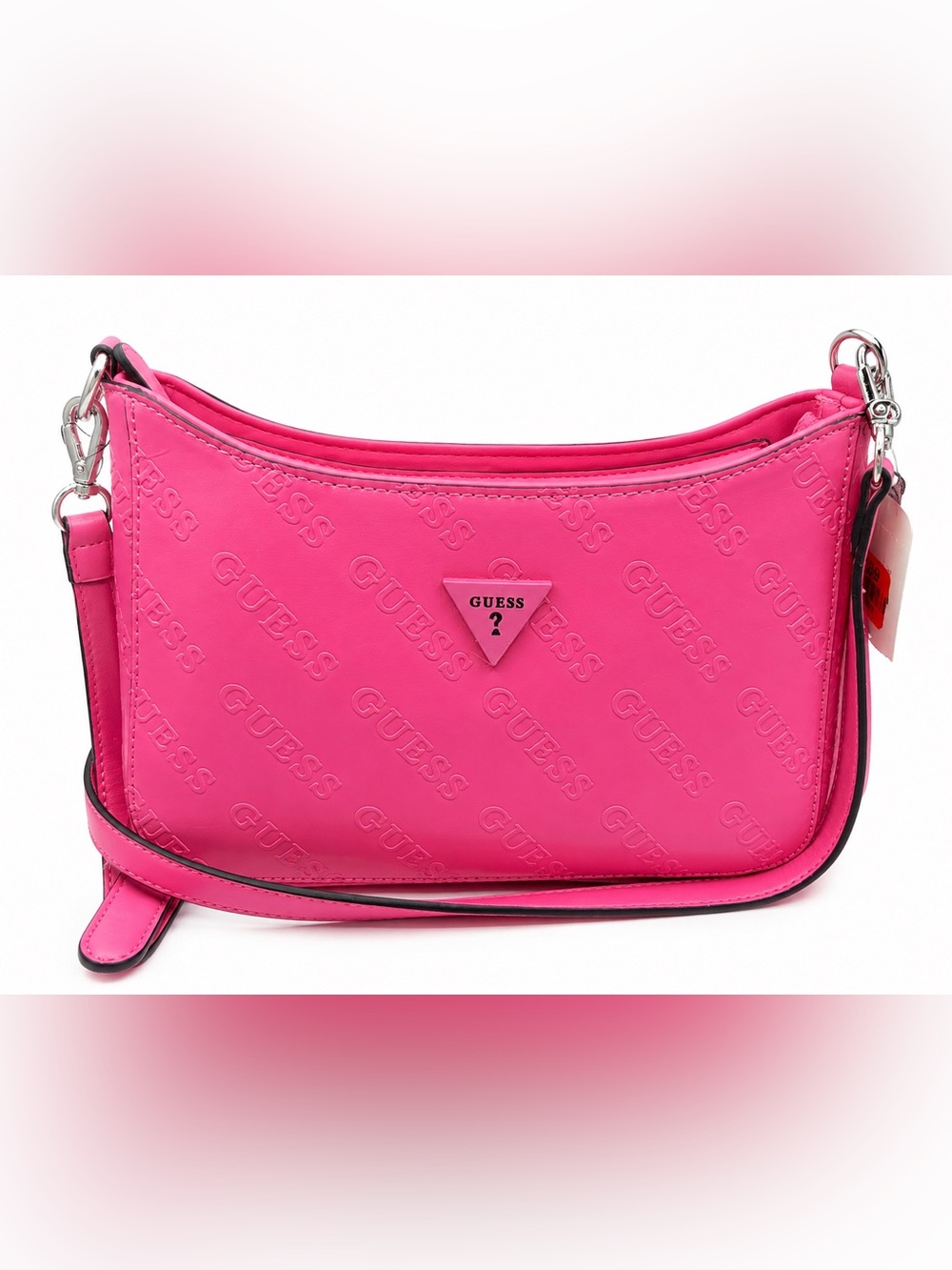 GUESS Hot Pink Embossed Logo Shoulder Bag